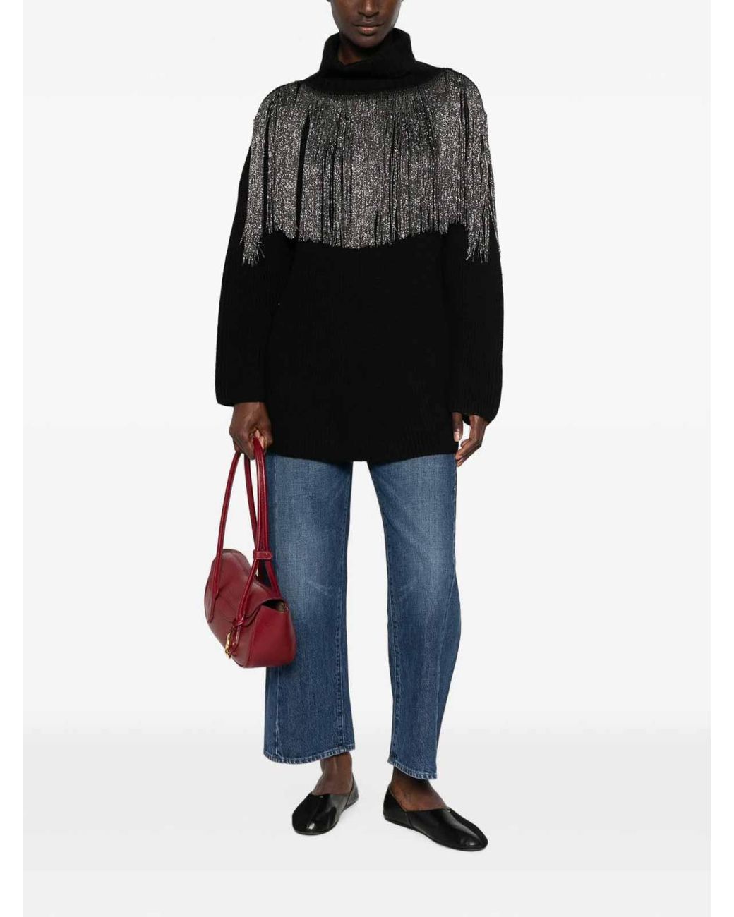 Pinko Black Camaro Turtleneck Sweater