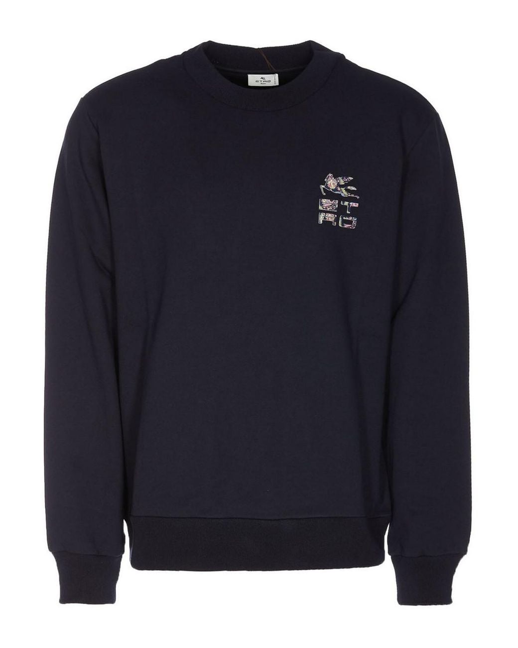 Etro Blue Cotton Sweatshirt With Front Logo for men