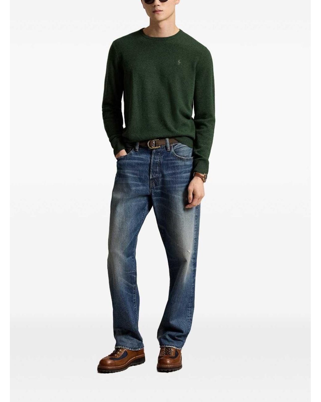 Polo Ralph Lauren Green Dark Wool Sweater With Logo for men