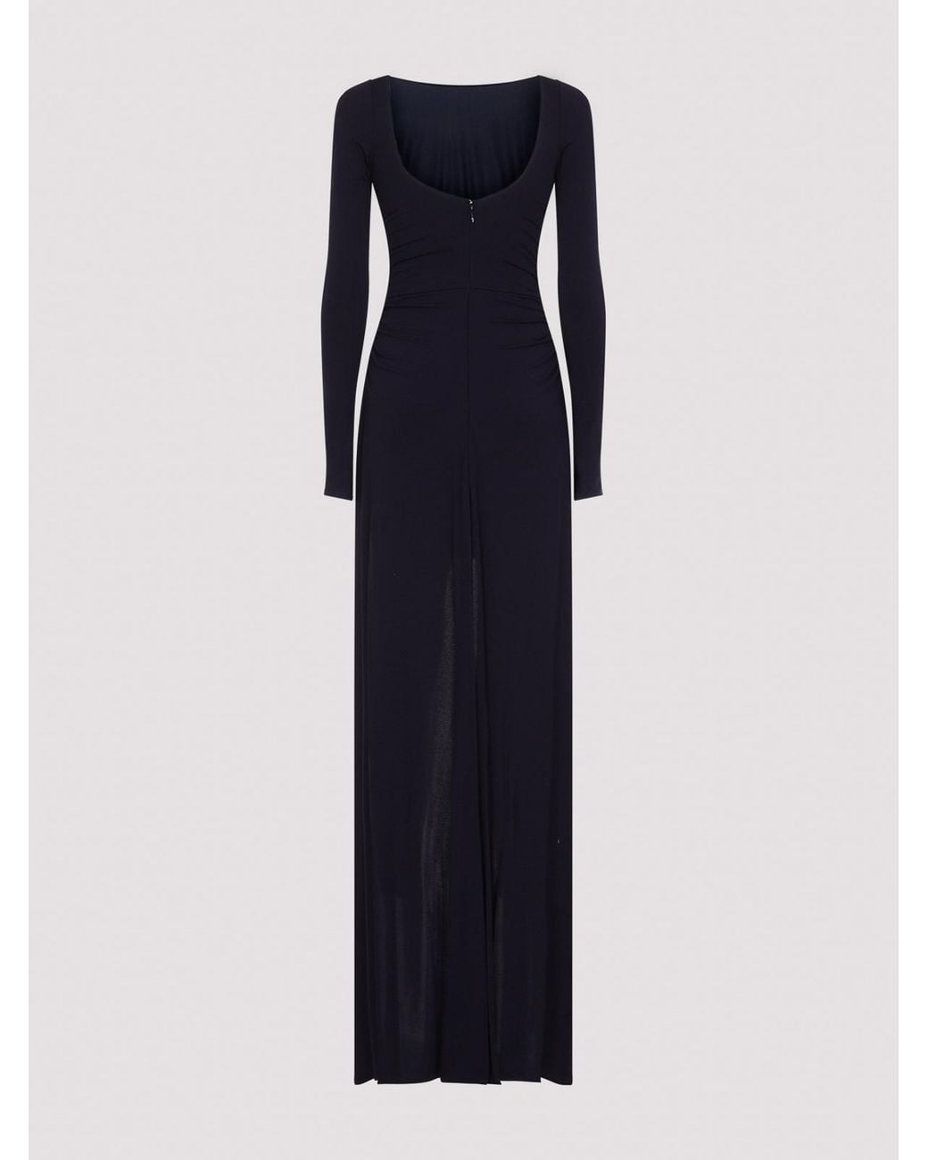 Elisabetta Franchi Blue Asymmetric Draped Maxi Dress