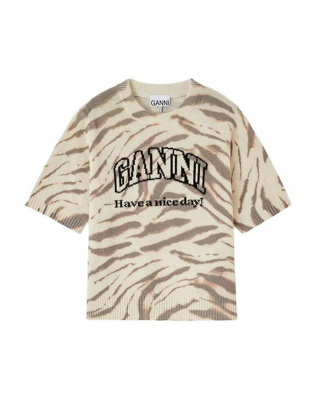 Ganni Natural Short-Sleeve T-Shirt