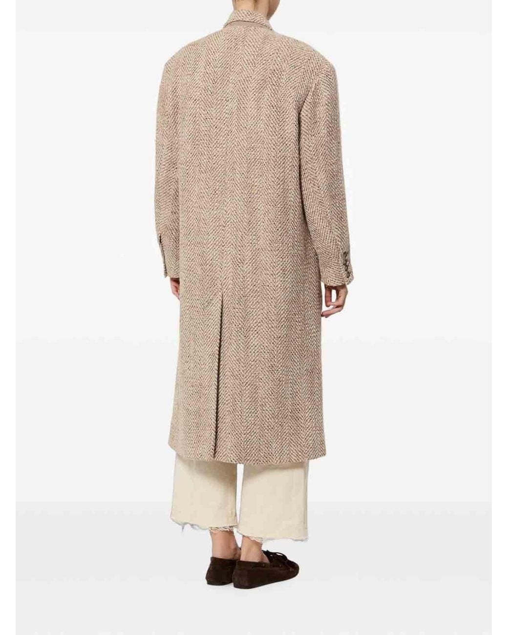 Isabel Marant Natural Pilda Herringbone Wool-Blend Coat