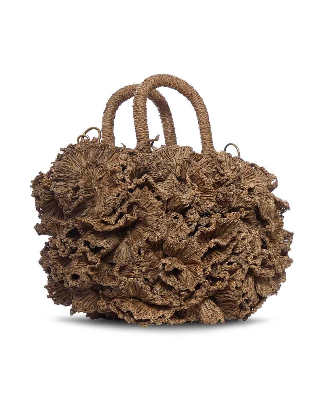 IBELIV Brown Coral Raffia Bag