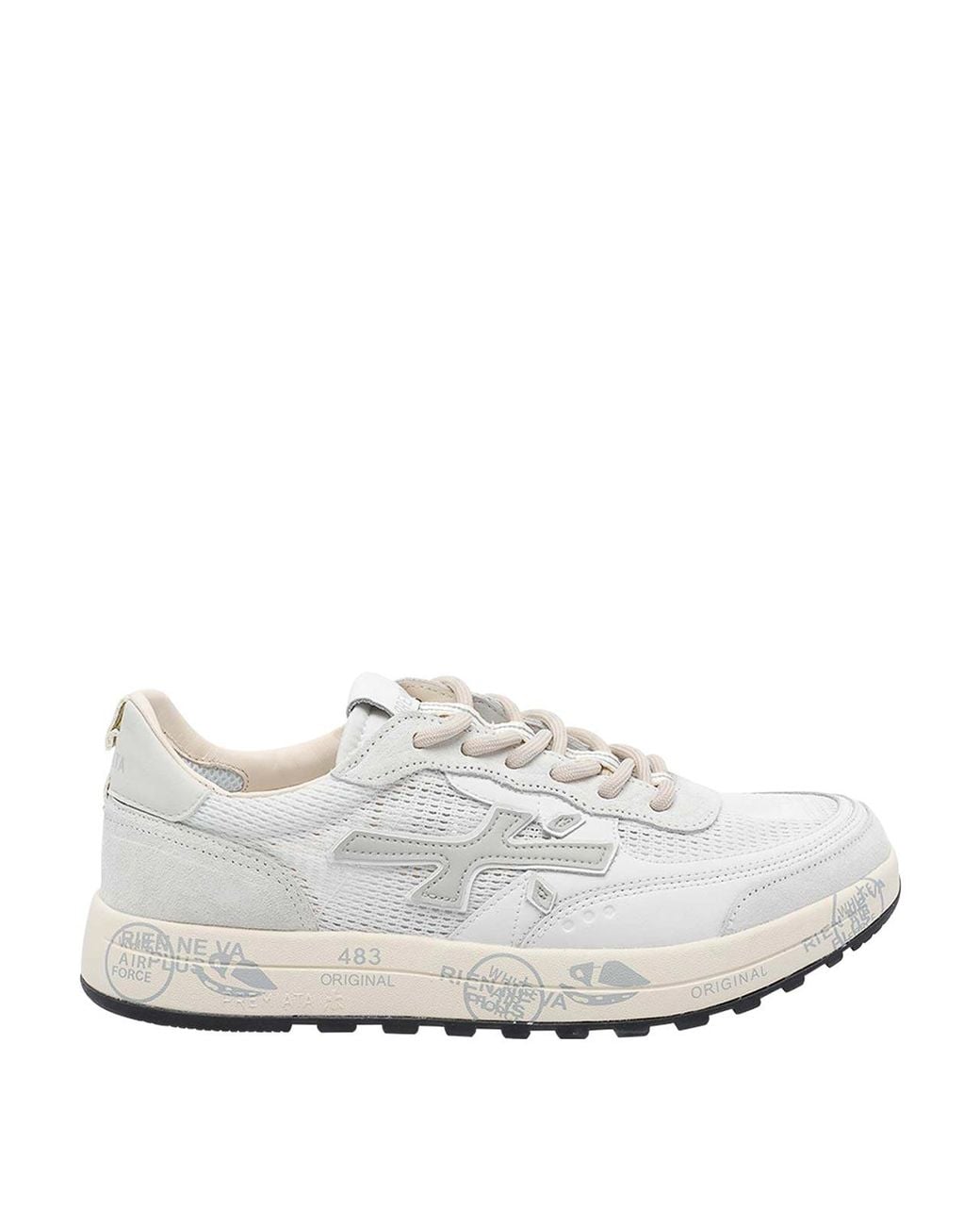 Premiata White Nous Perforated Suede Sneakers for men
