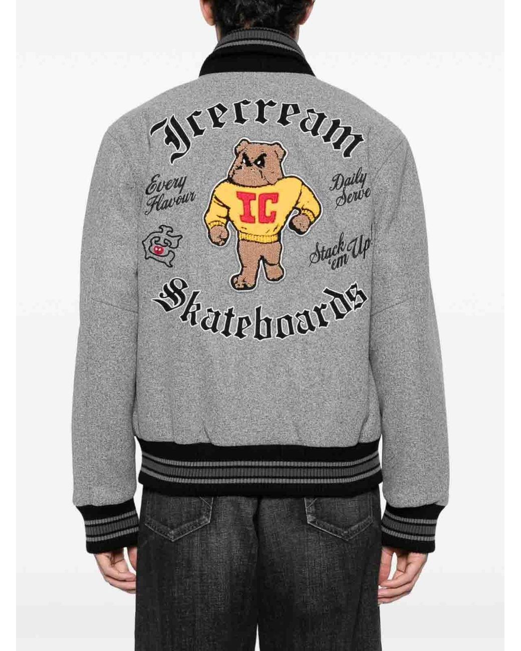 ICECREAM Gray Cotton Bomber Jacket for men