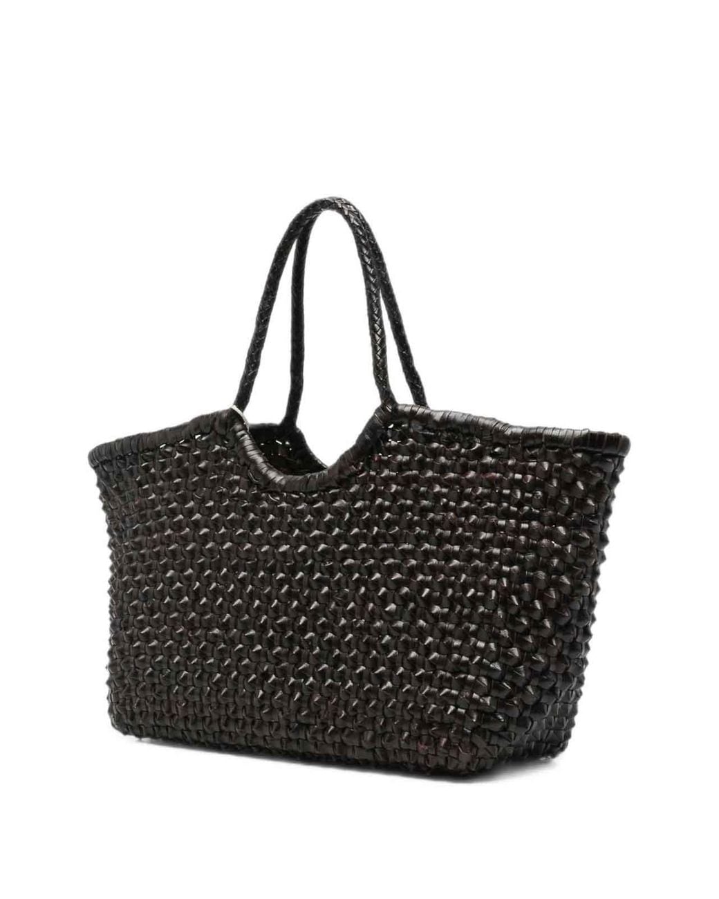 Dragon Diffusion Black Nantucket Cactus Woven Leather Tote Bag