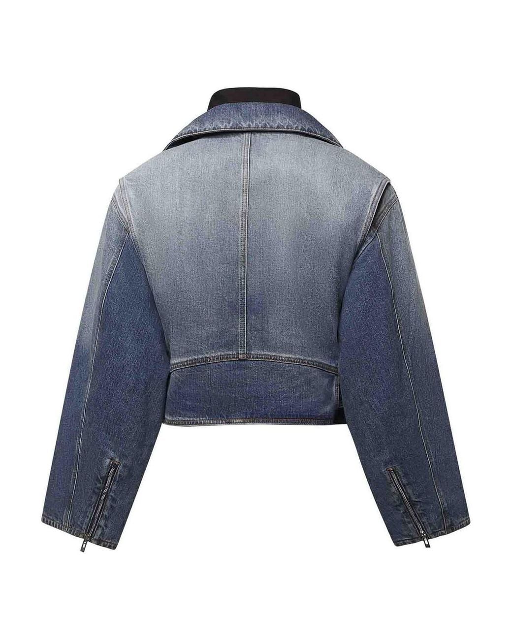 Alaïa Blue Cropped Reverse Denim Jacket