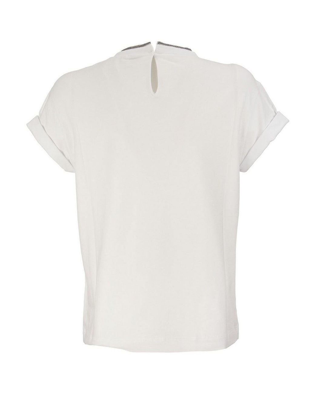 Brunello Cucinelli White Embellished Jersey T-Shirt
