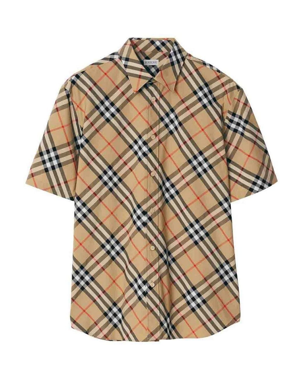 Burberry Brown Short Sleeved Check Cotton Shirt for men