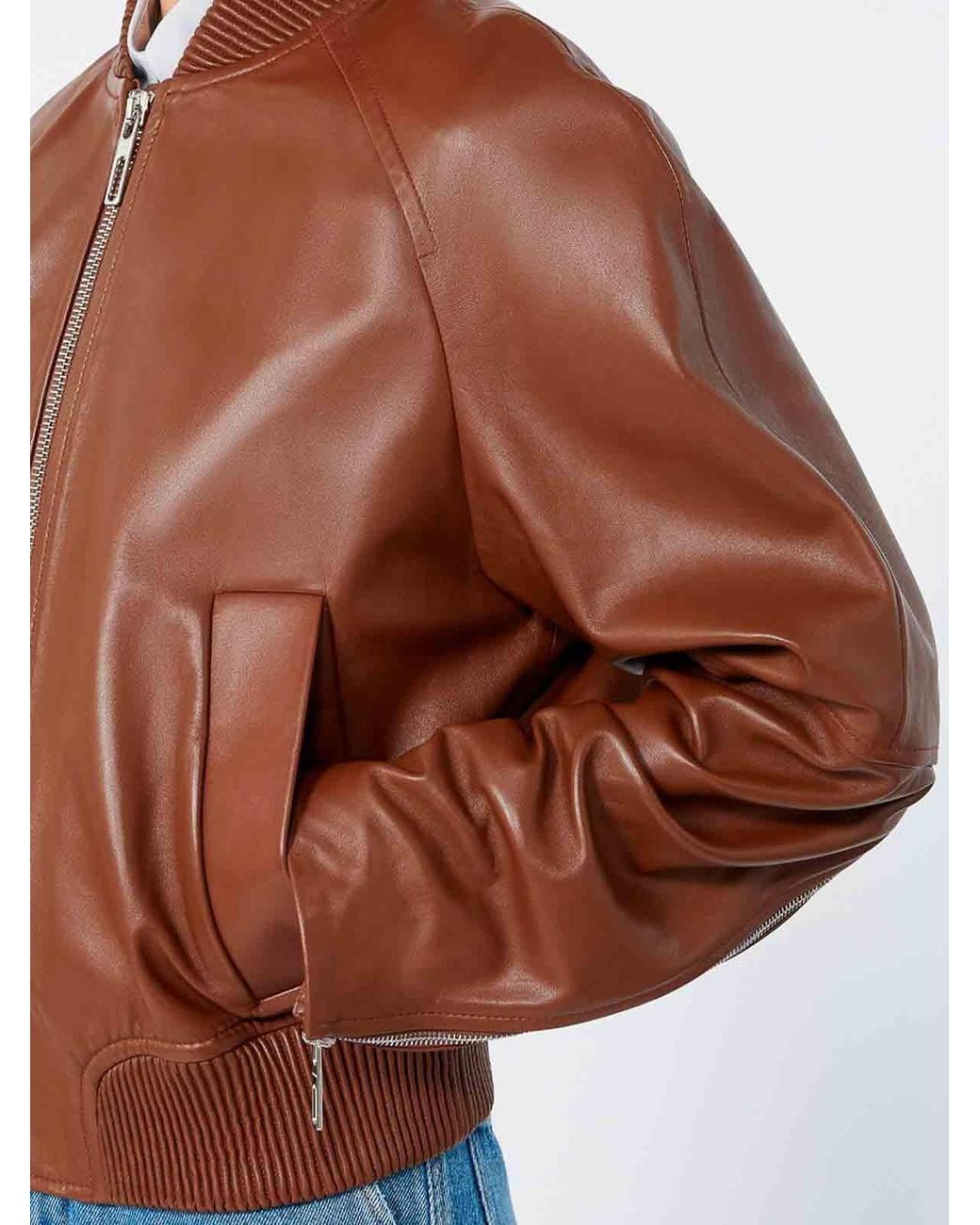 Regular Brown Color Sportmax 'Amour' Leather Jacket in Brown | Lyst