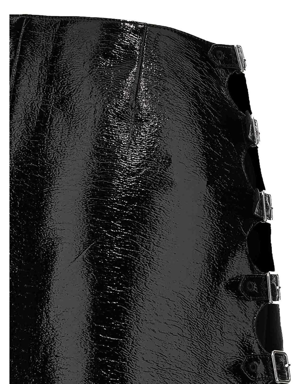 Courreges Black Vinyl Mini Skirt With Flared Silhouette