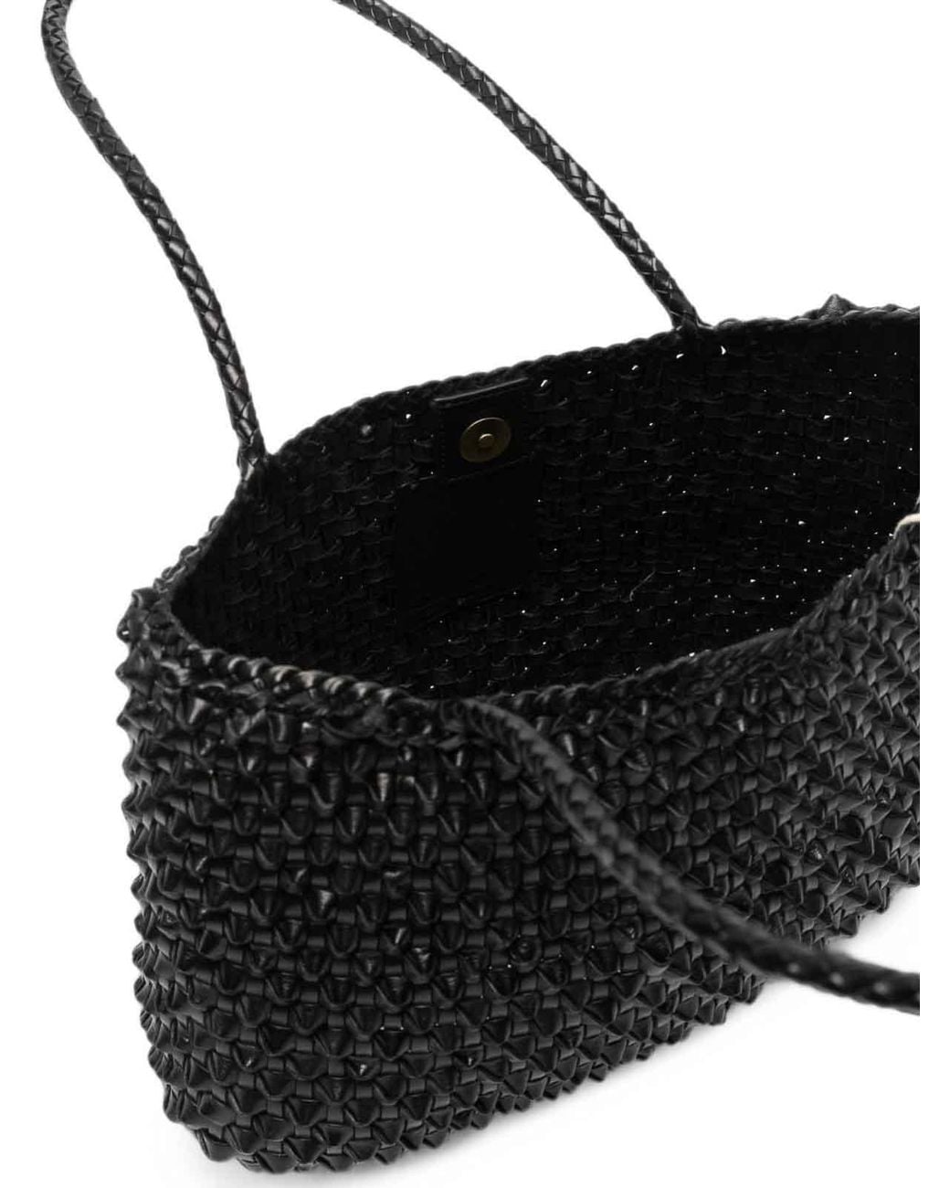 Dragon Diffusion Black Santa Croce Big Woven Leather Bag