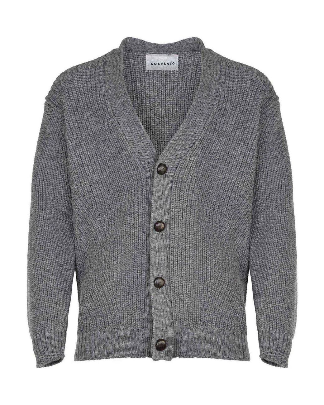 Amaranto Gray Amaranth Cardigan Made Of Wool for men
