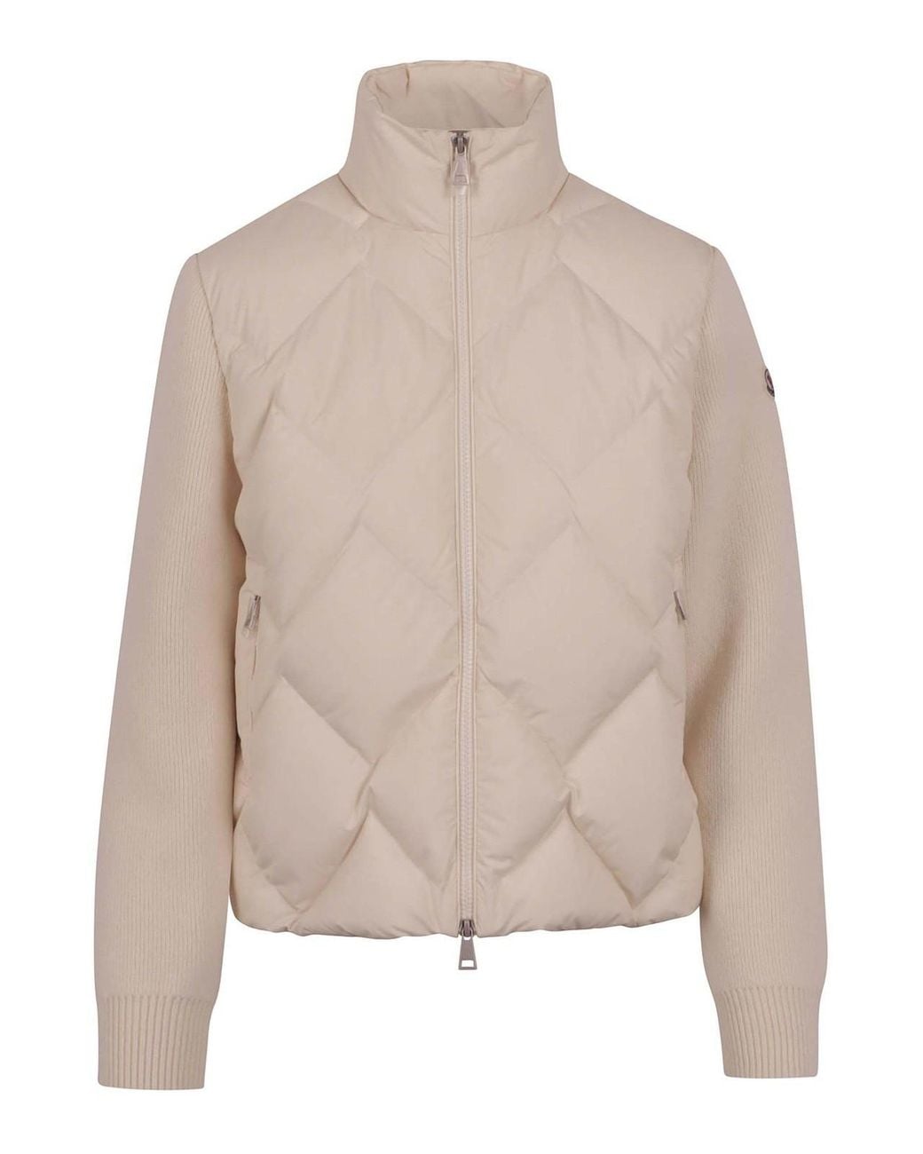 Moncler Natural Padded Wool And Cashmere Cardigan