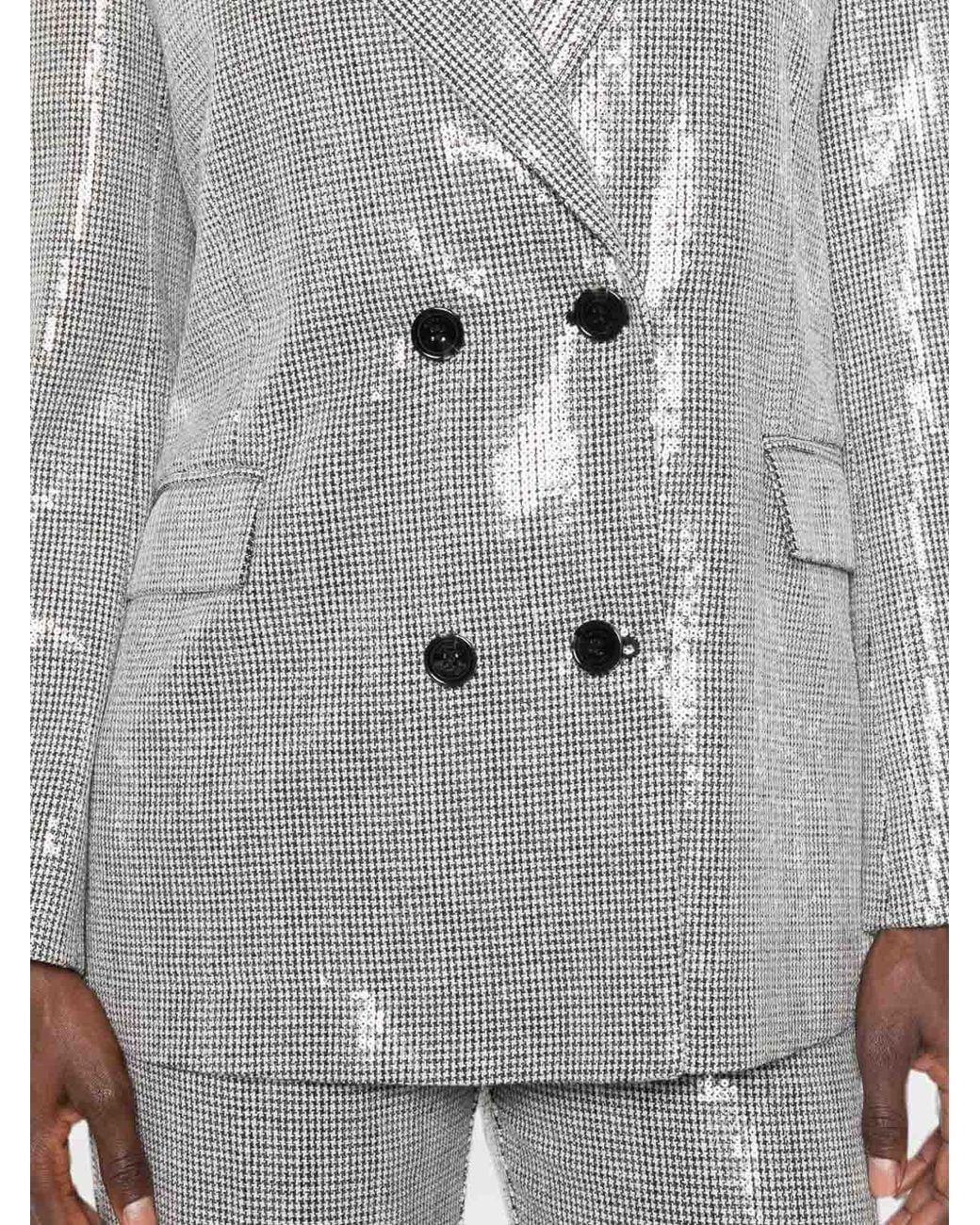 ERMANNO FIRENZE Gray Sequined Double-Breasted Jacket