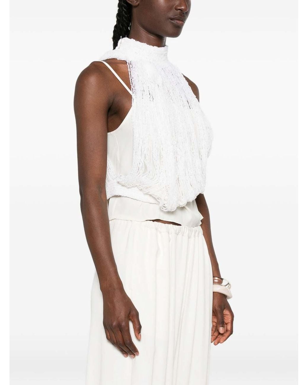 Fabiana Filippi White Wool And Silk Blend Top