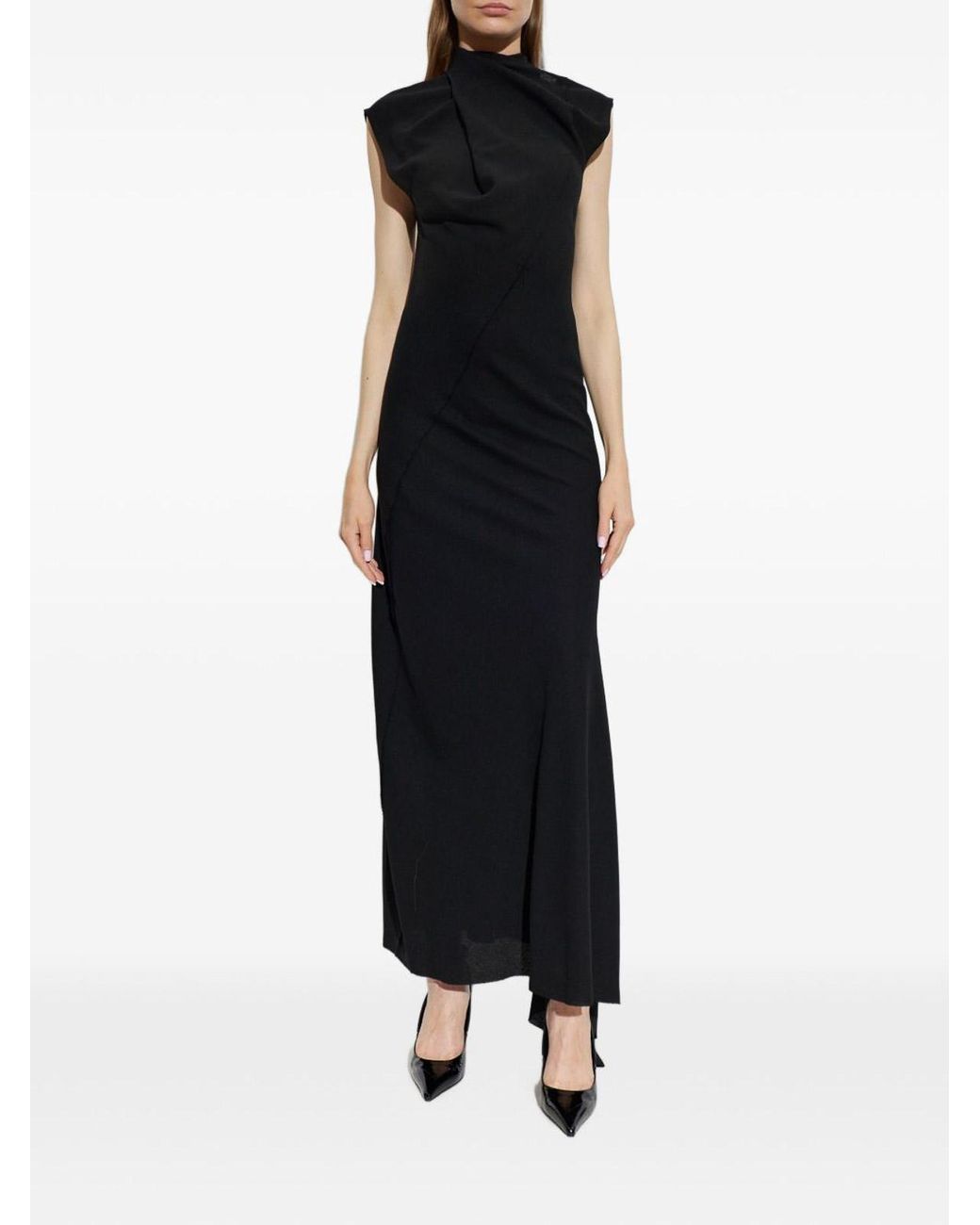 The Attico Black Virgin Wool Midi Dress
