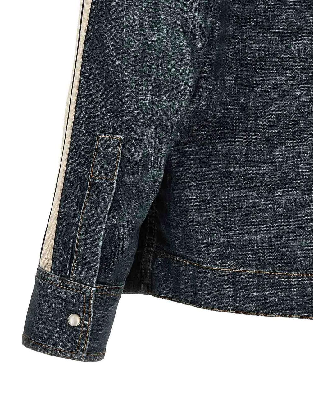 Palm Angels Blue 'Monogram Track' Shirt for men