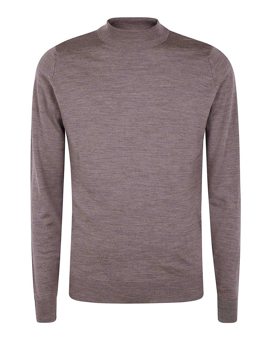 John Smedley Brown Harcourt Mock Neck for men
