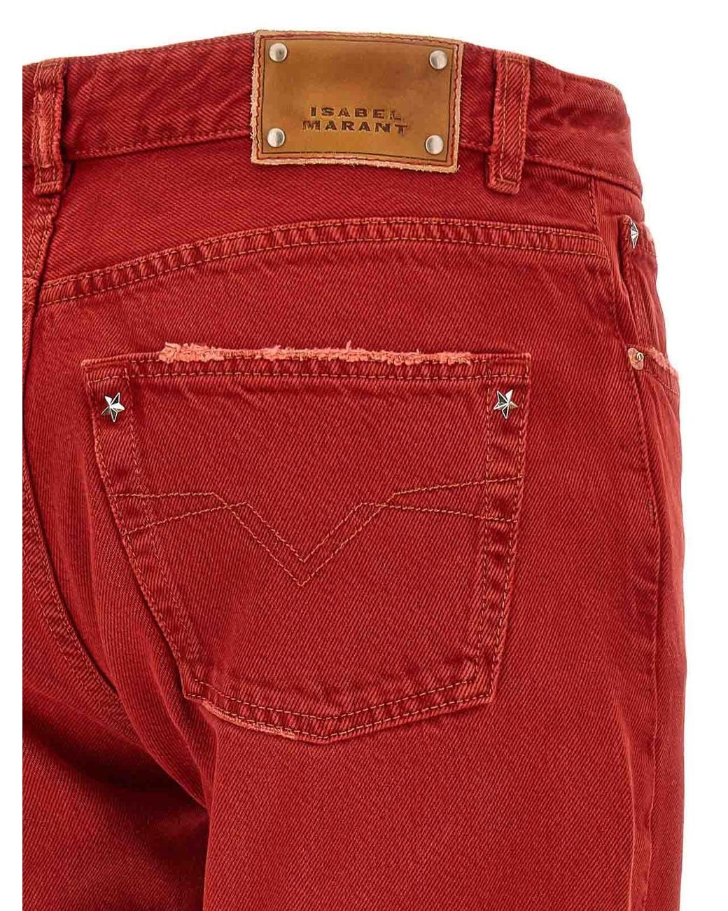 Isabel Marant Red Daya Cropped Jeans