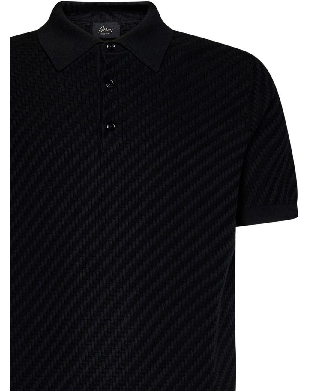 Brioni Black Silk And Cashmere Knited T-Shirt for men