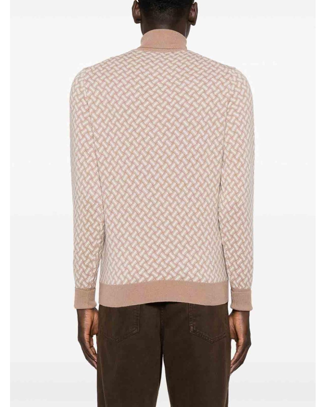 Drumohr White 'Biscottino' Turtle-Neck Sweater for men