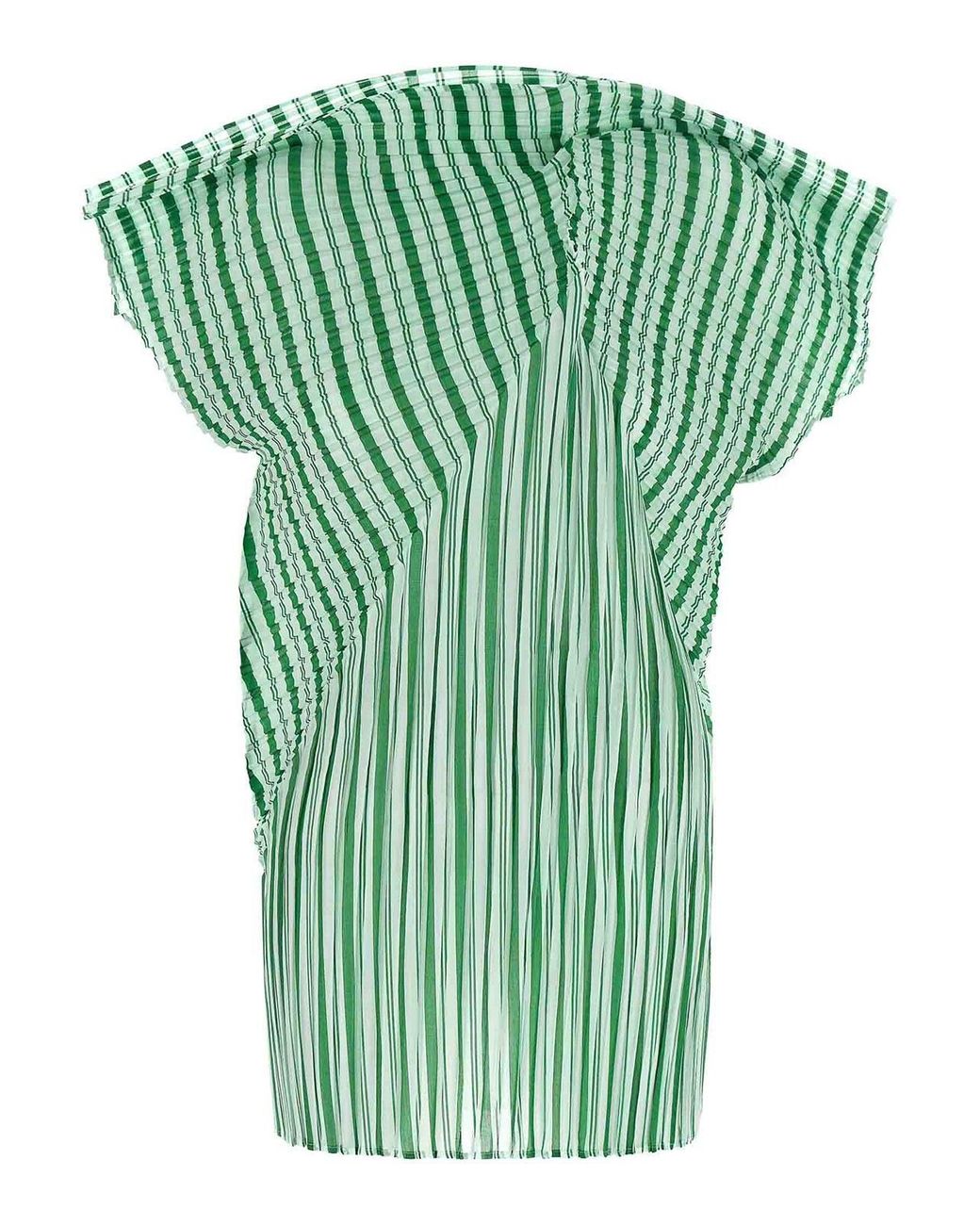 Issey Miyake Green 'Generic Stripes (Machine Pleats) Top