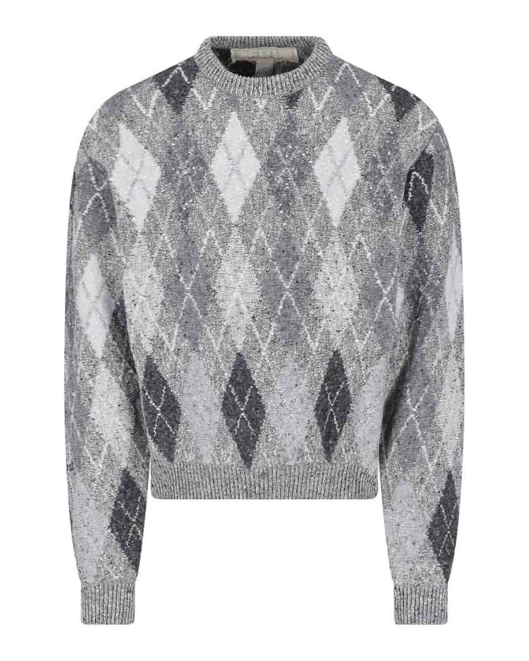 ERL Gray Argyle Sweater for men