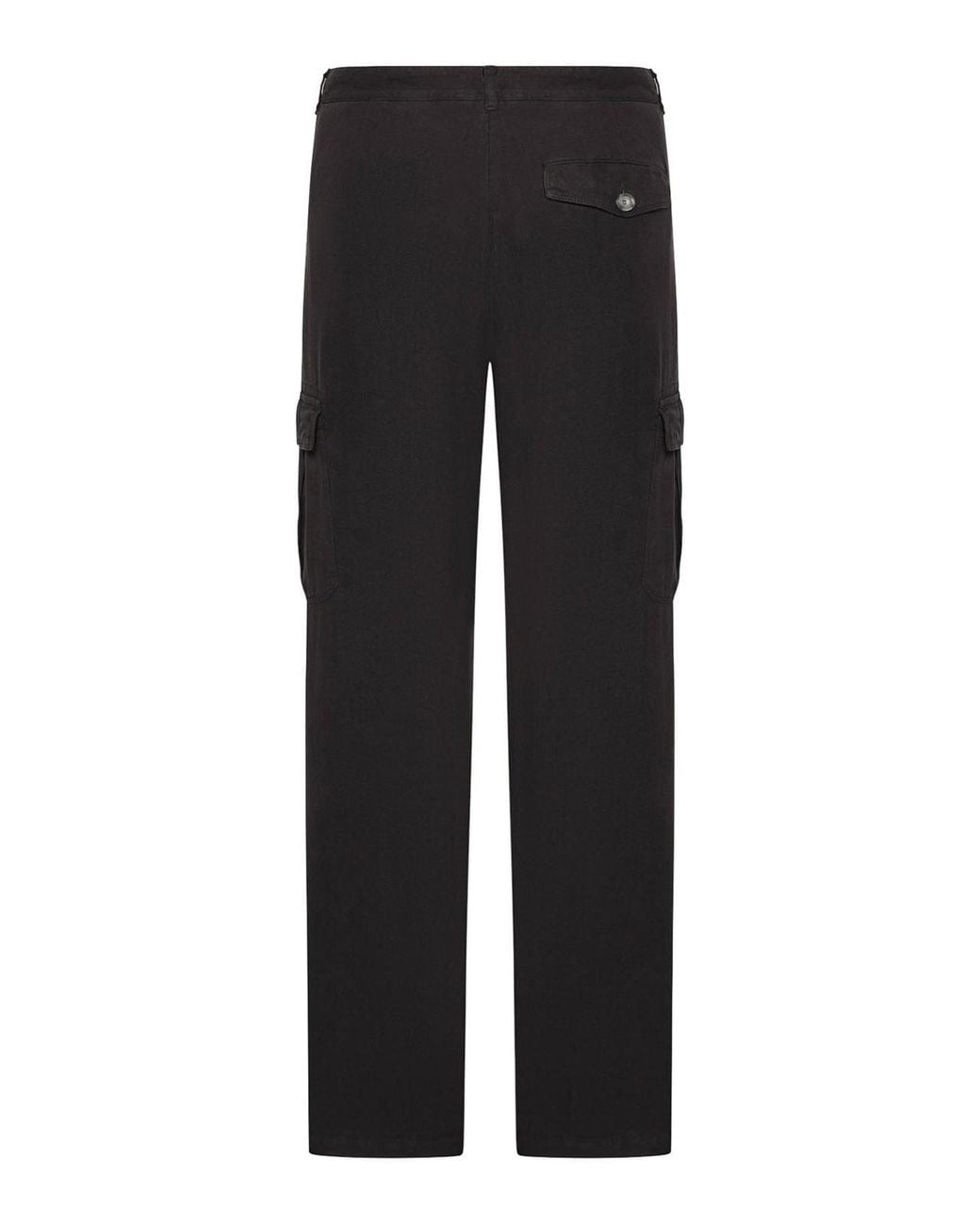 120% Lino Black Linen Cargo Trousers for men