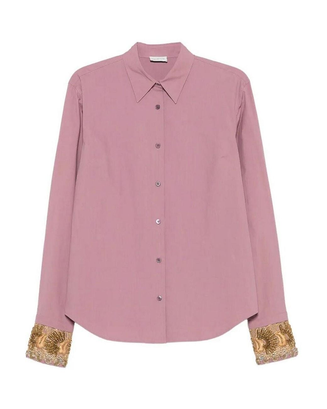 Dries Van Noten Pink Chloris Embroidered Cotton Shirt