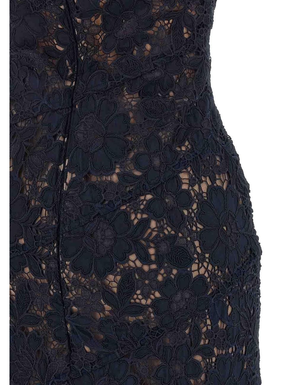 Self-Portrait Blue Spiral Lace Lace Dress