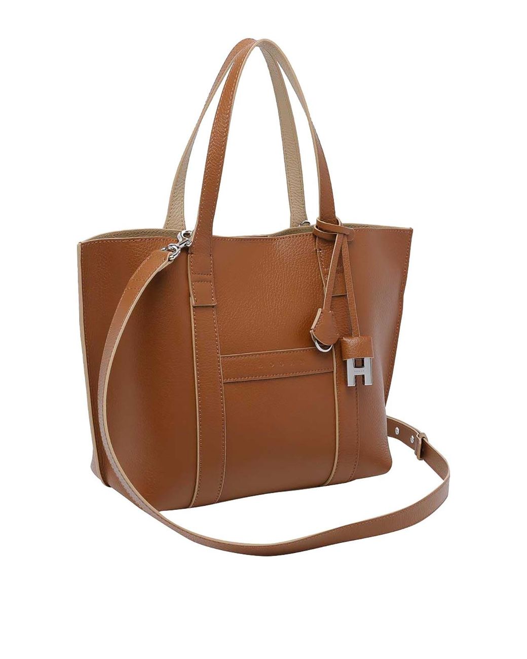 Hogan Brown Small Script Shopping Bag