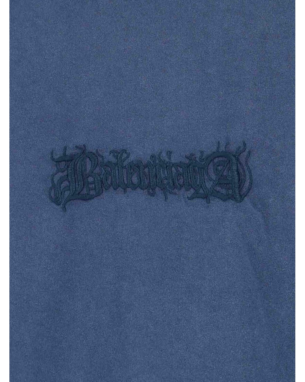 Balenciaga Blue Logo T-Shirt for men