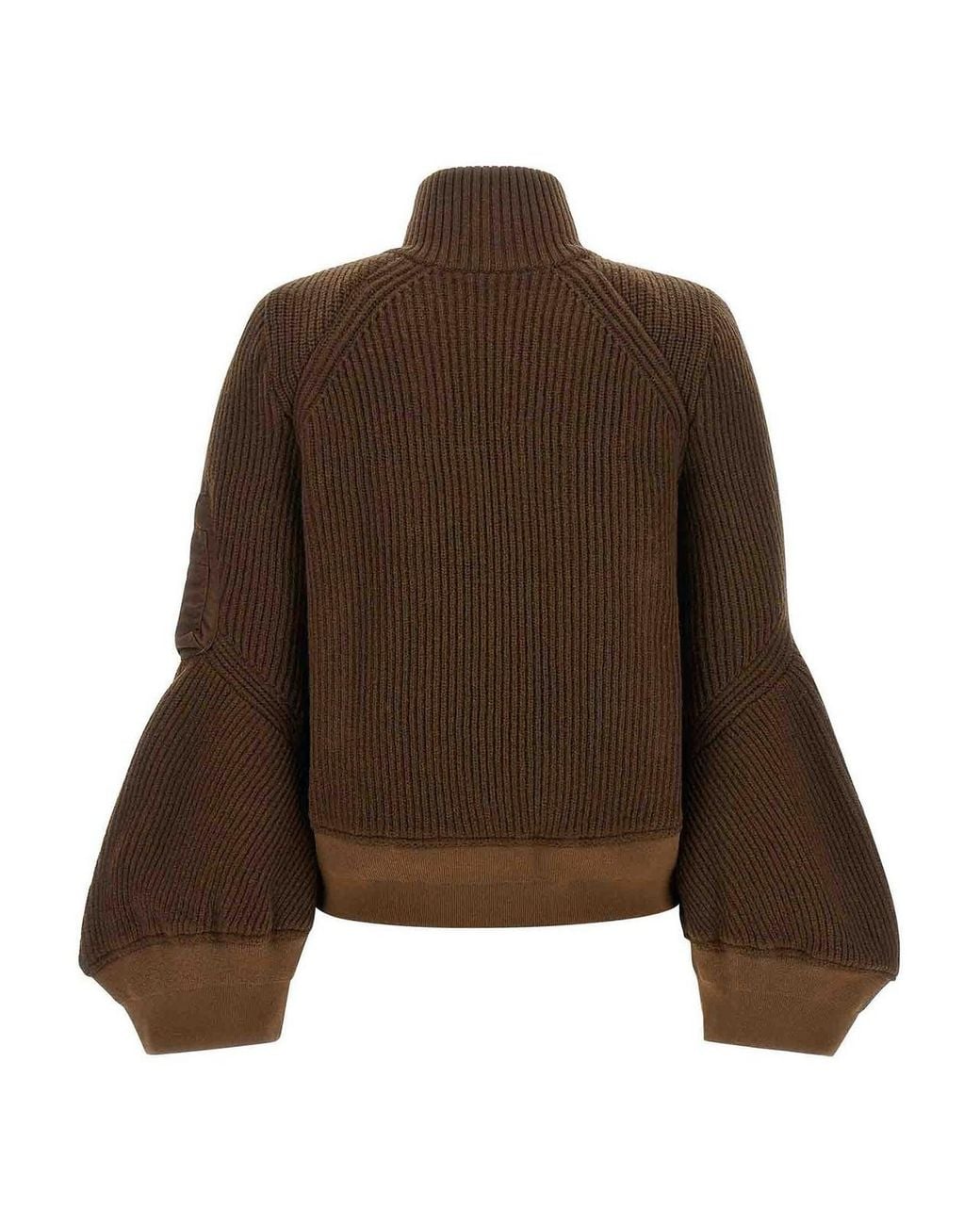Sacai Brown Nylon Twill X Wool Knit' Blouson
