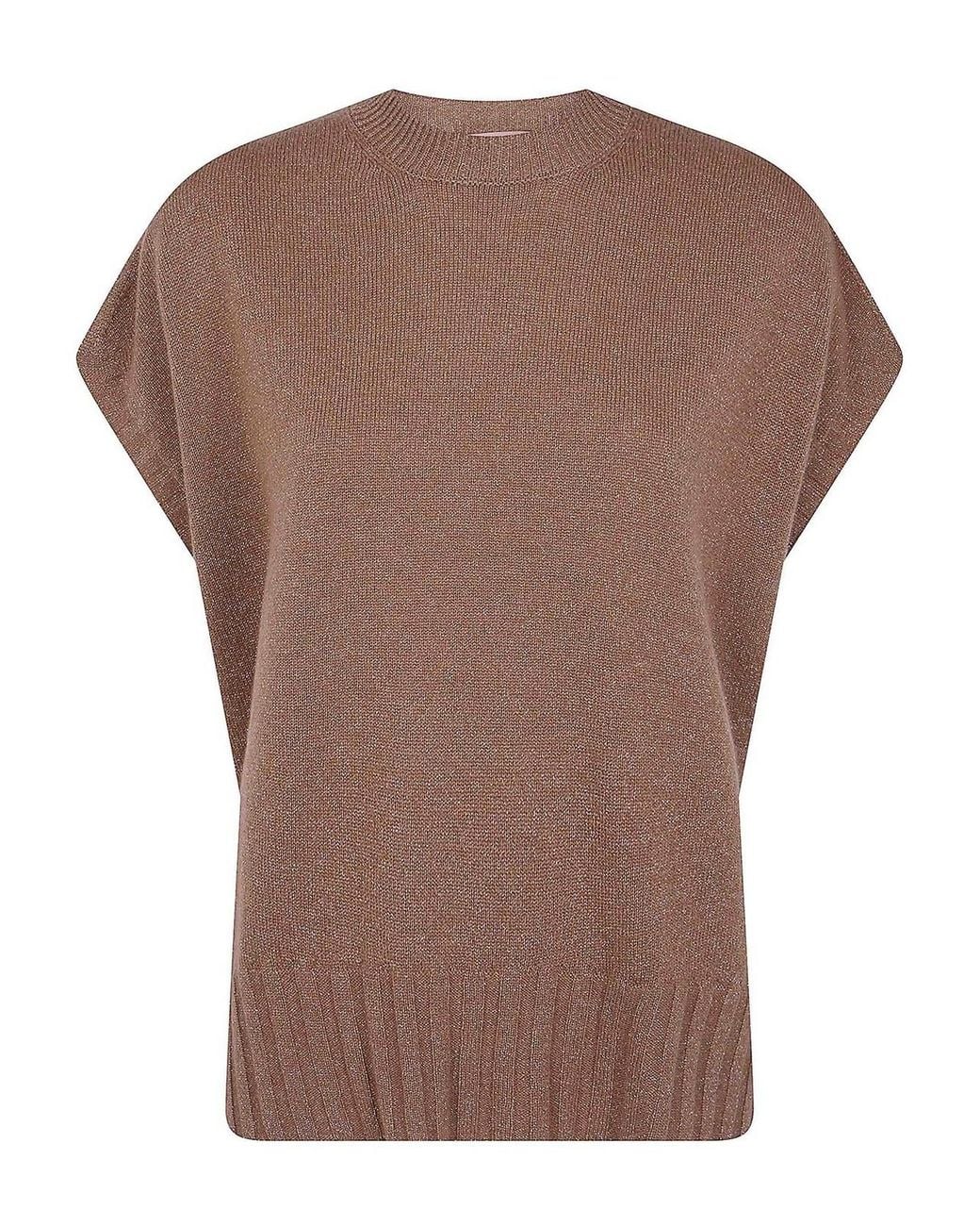 Twinset Brown Sleeveless Round Neck Sweater