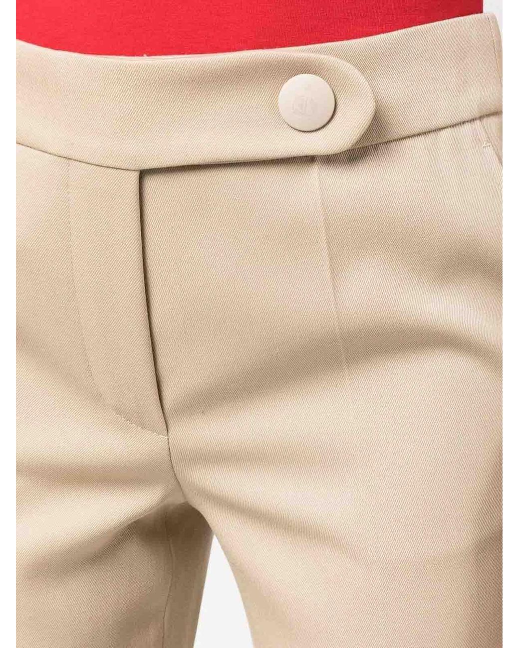 Lanvin Natural Mid-Rise Cropped Wool Trousers