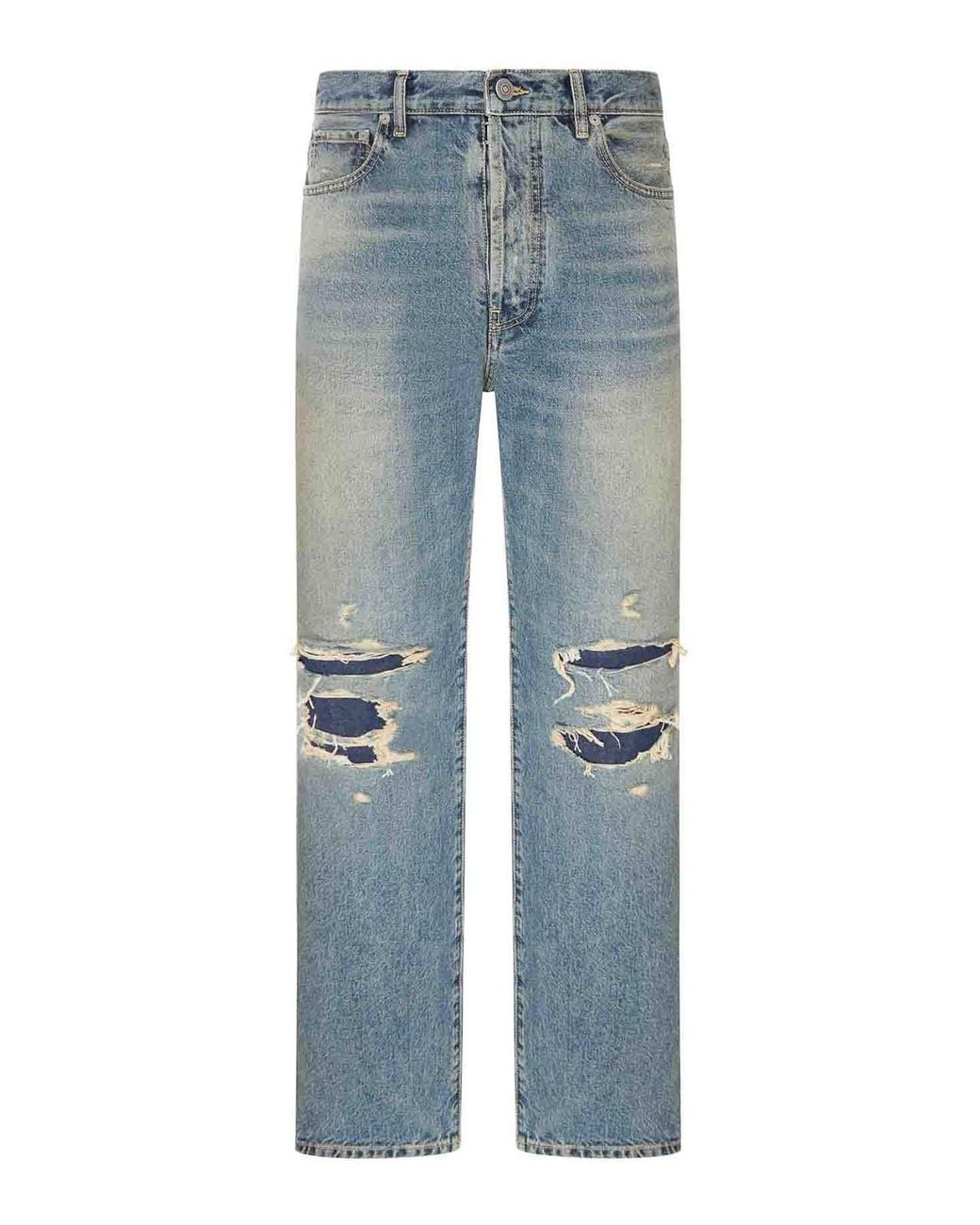 Maison Margiela Blue Distressed Straight-Leg Jeans for men