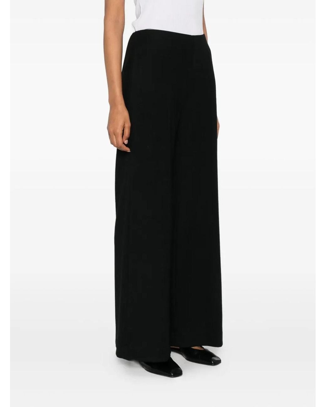 Harris Wharf London Black Flared Superfine Merino Trousers