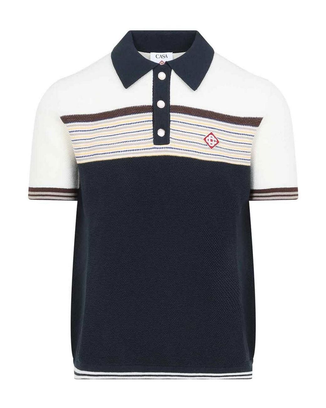 Casablanca Blue Cafe Stripe Polo Shirt for men