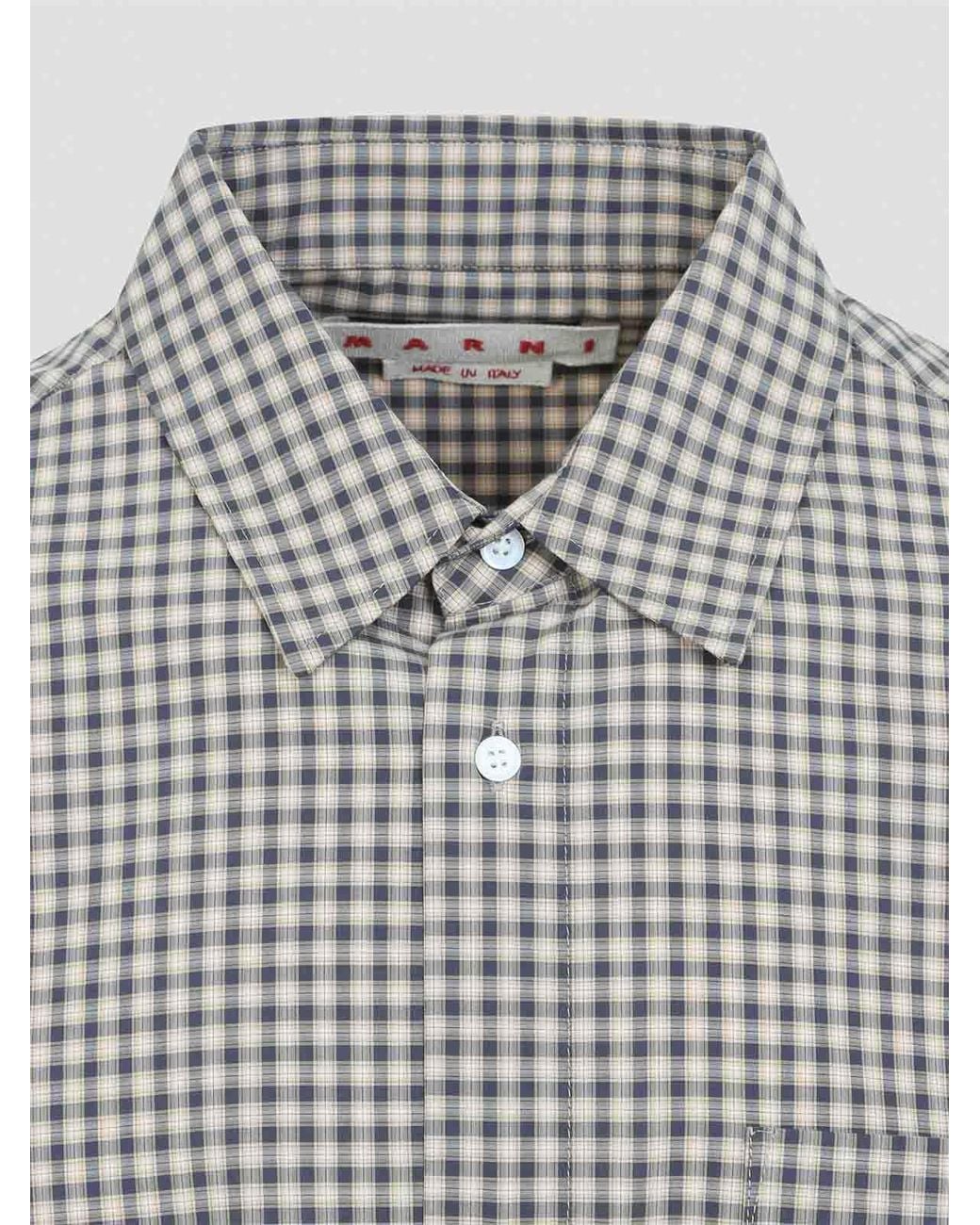 Marni Gray Micro Check Pattern Shirt for men