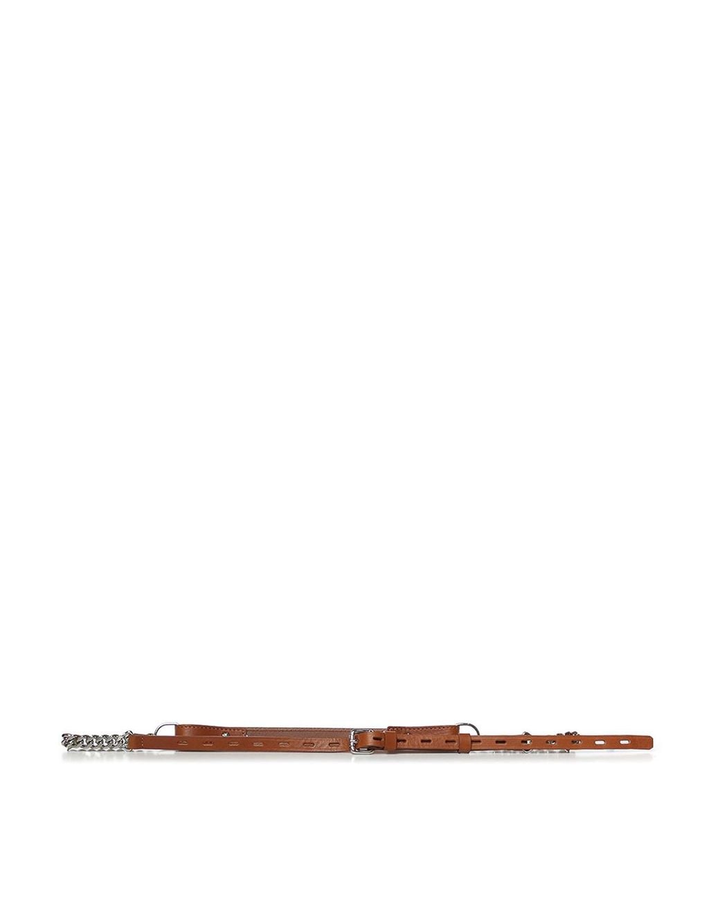 Hed Mayner White Leather Belt With Chain for men