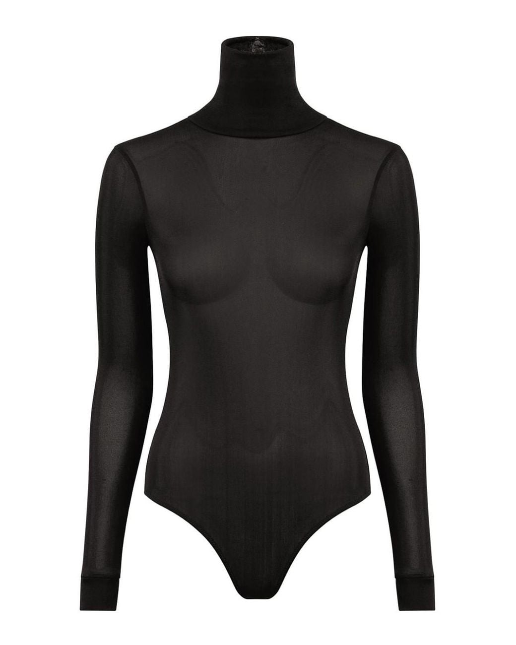 Maison Margiela Black High Neck Bodysuit With Long Sleeves