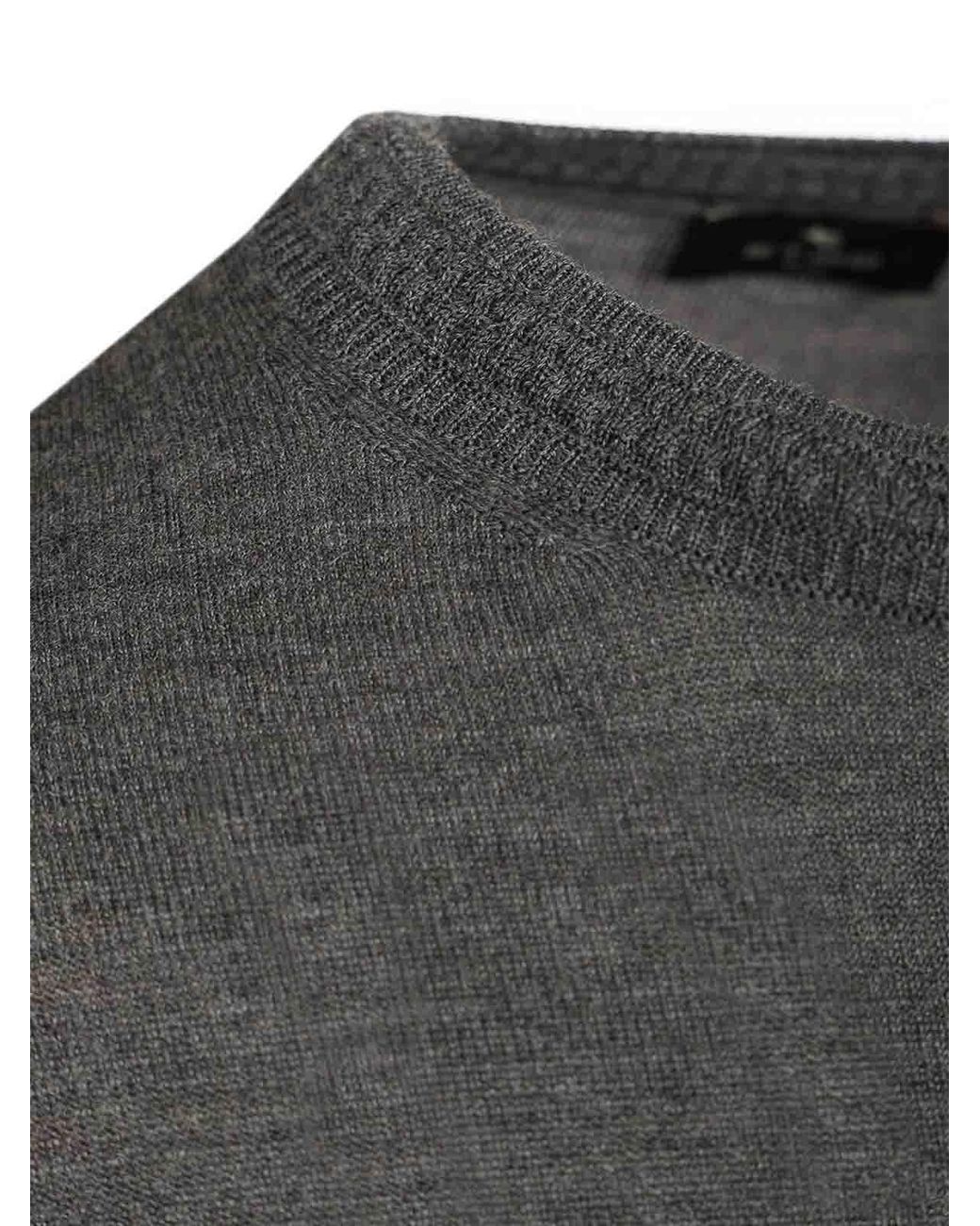 Etro Gray Wool And Silk Sweater for men