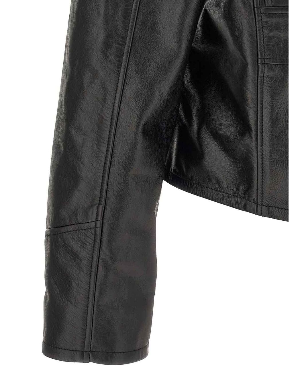 Amiri Black Zip-Front Leather Jacket for men