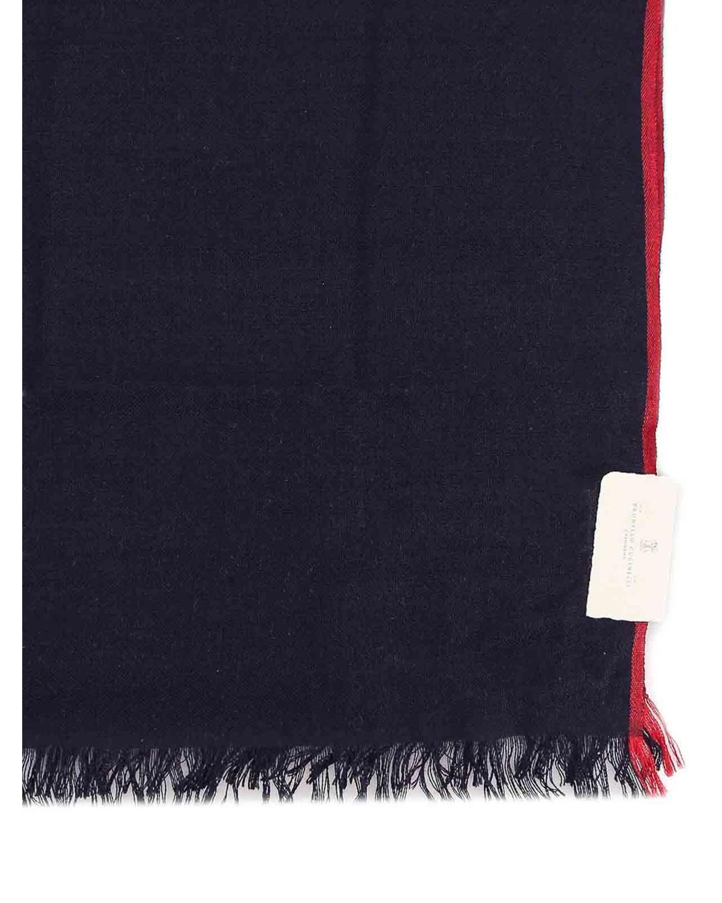 Brunello Cucinelli Blue Cashmere And Silk Scarf for men