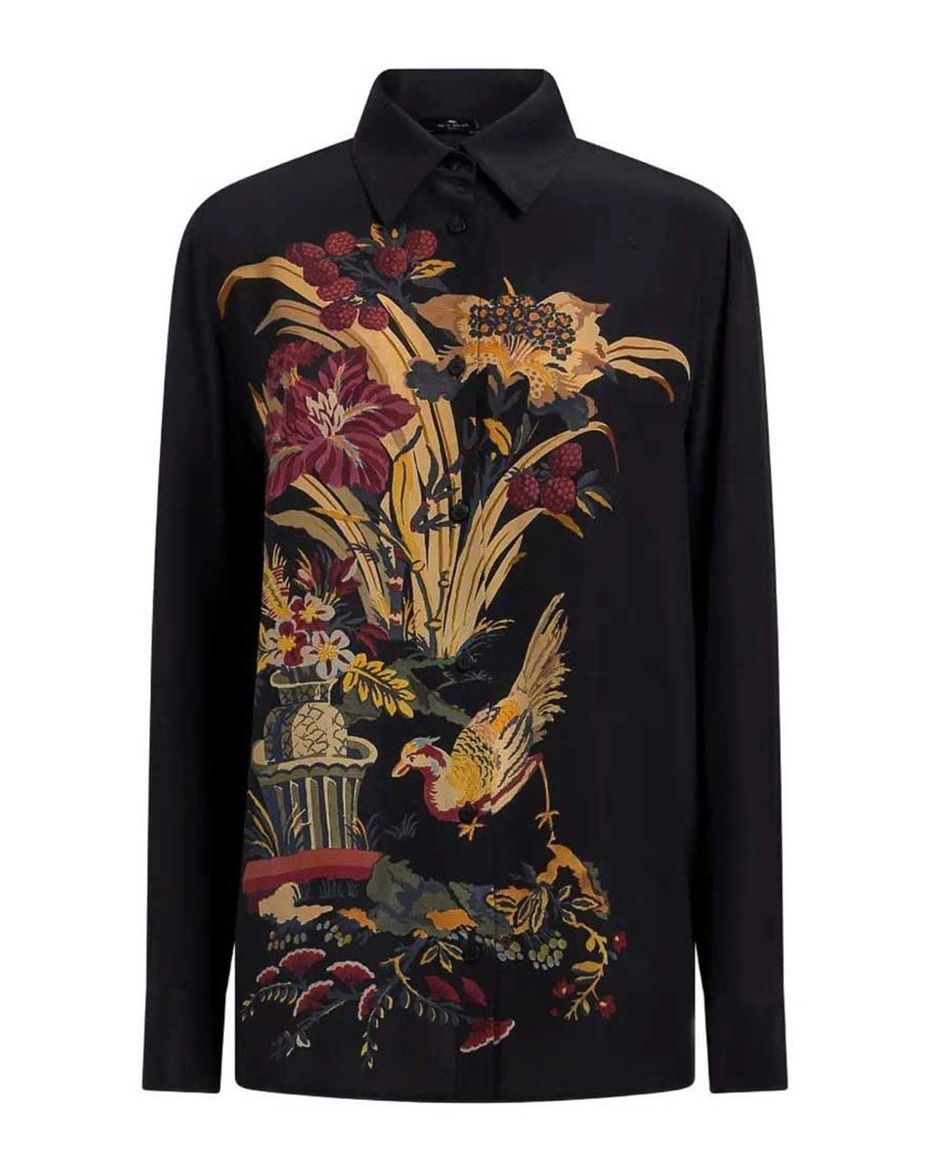 Etro Black Floral Print Shirt