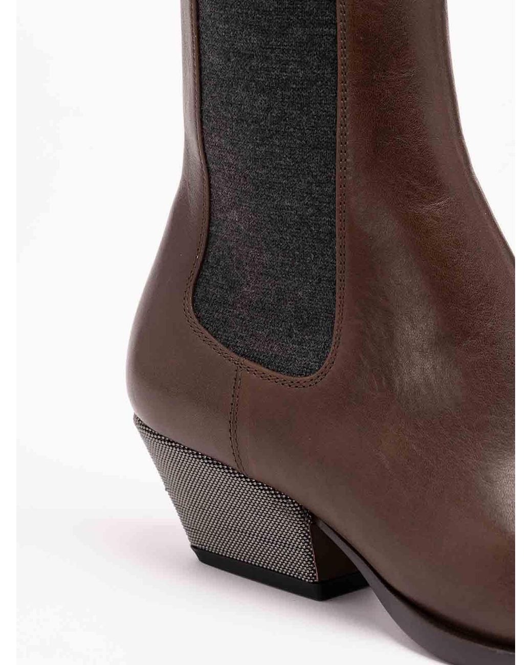 Brunello Cucinelli Brown Ankle Boots With Heels