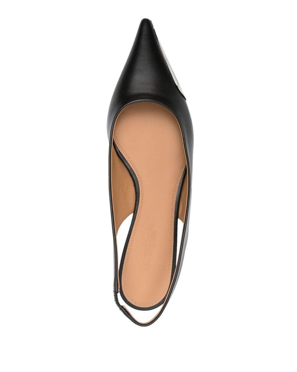 Off-White c/o Virgil Abloh Black Logo-Plaque Point-Toe Slingback Leather Flats