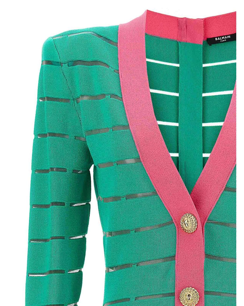 Balmain Green Two-Tone Knit Dress