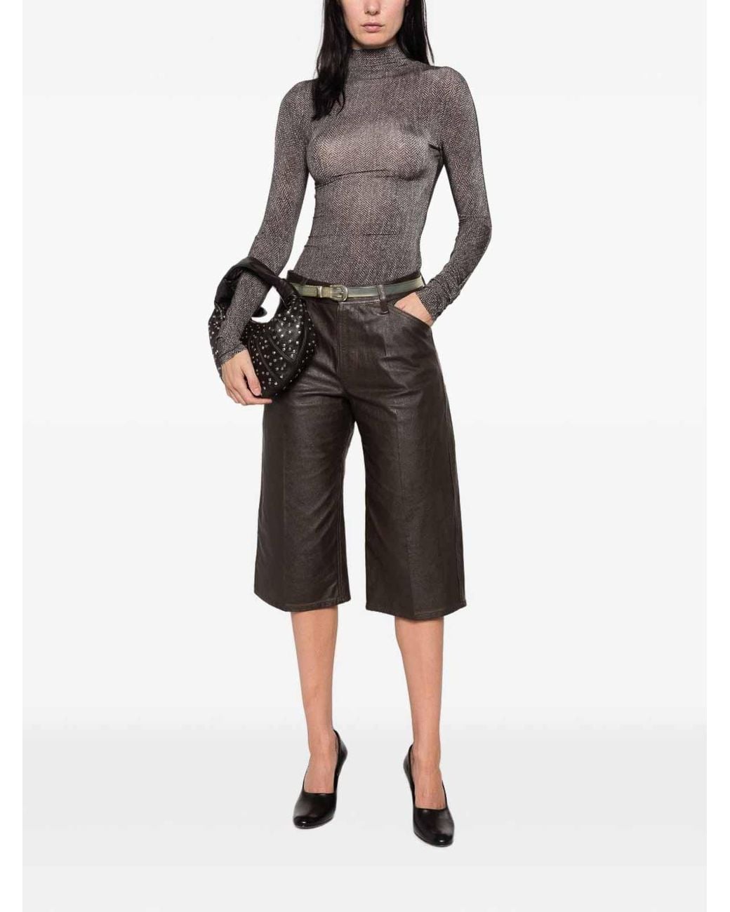 Maison Margiela Gray Semi-Sheer High-Neck Top